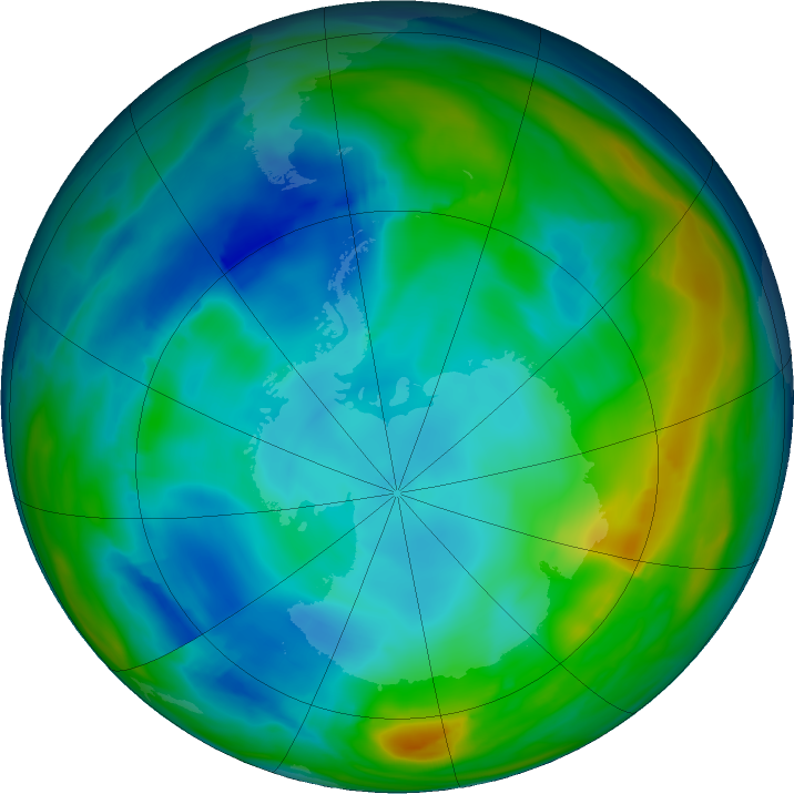 Antarctic ozone map for 11 July 2024